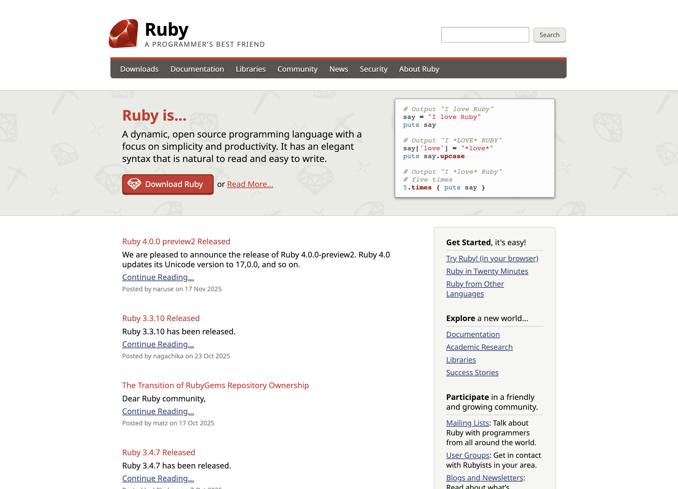 原 ruby-lang.org 设计